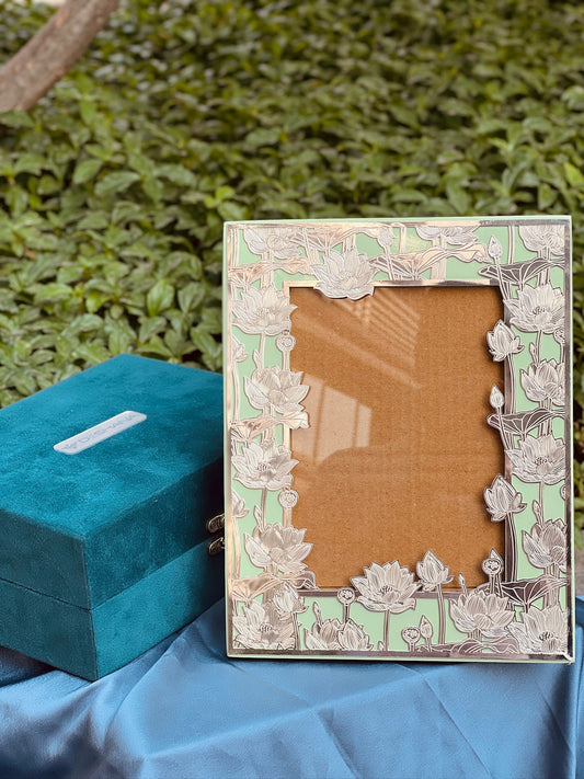 Green Wooden & Silver Plated Photo Frame