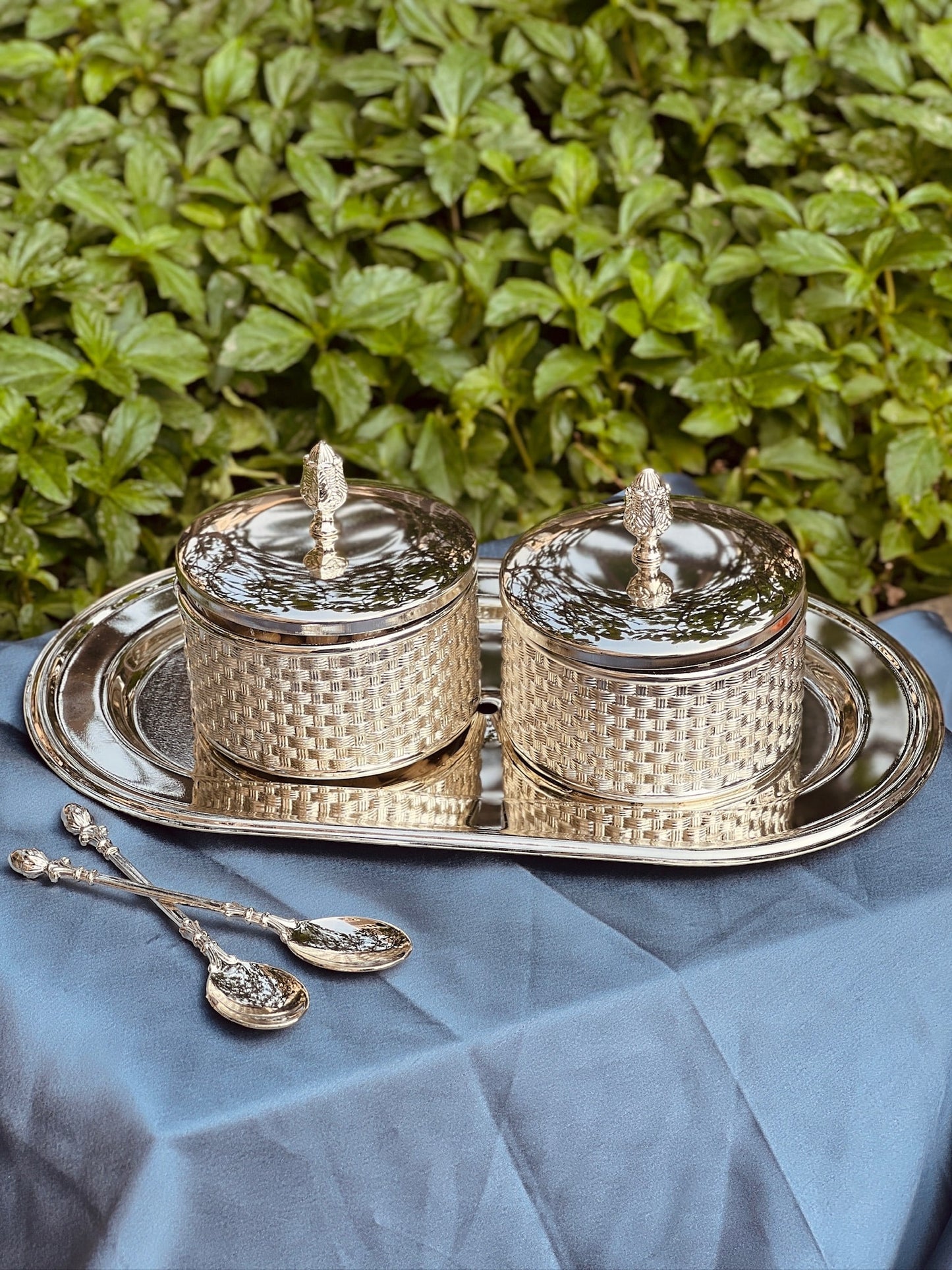 Tray With  Luxurious Set of Sugarpots