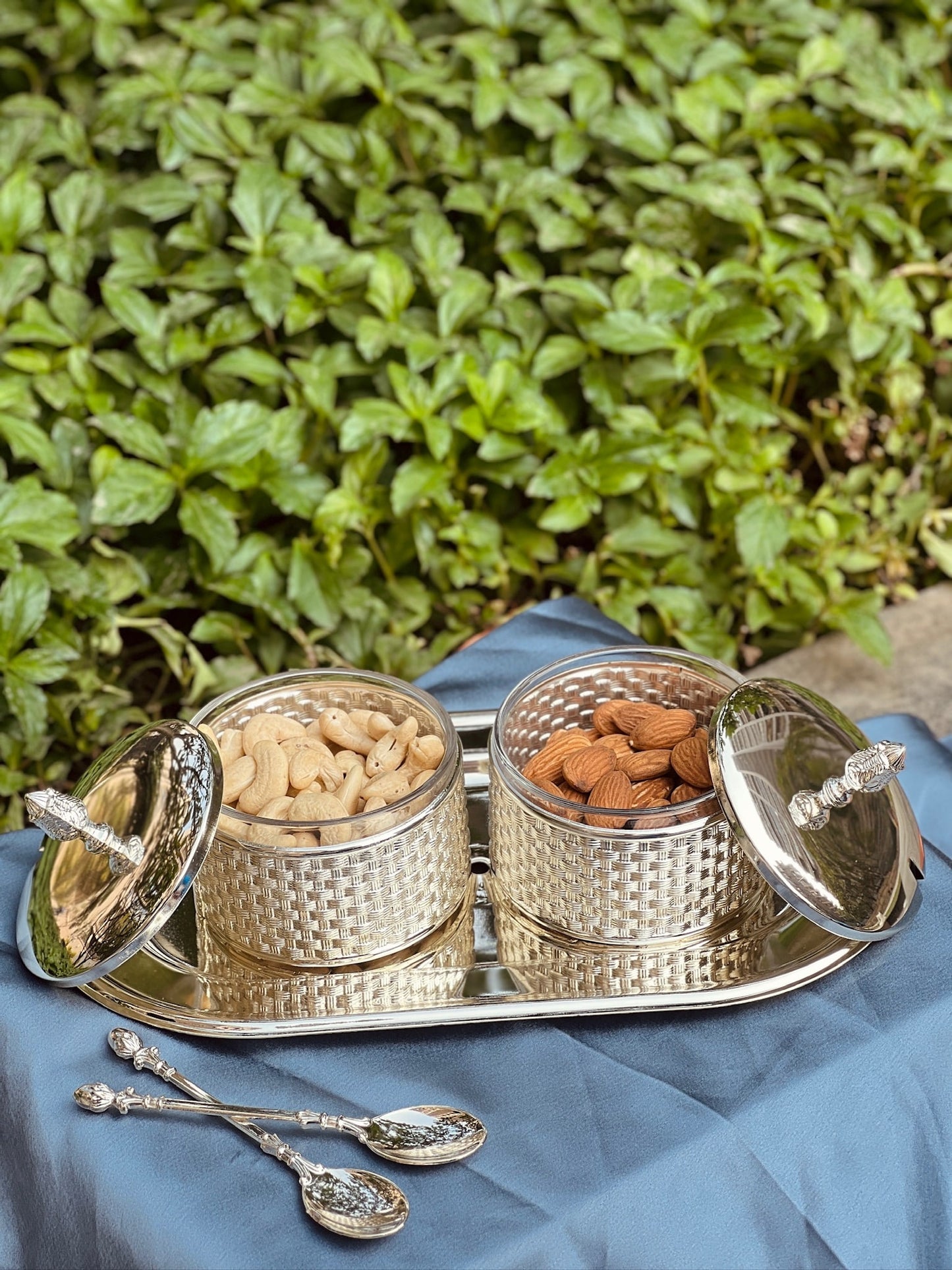 Tray With  Luxurious Set of Sugarpots