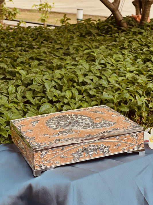 Premium Dry fruit cum Mukhwas Enamel Box-Peach