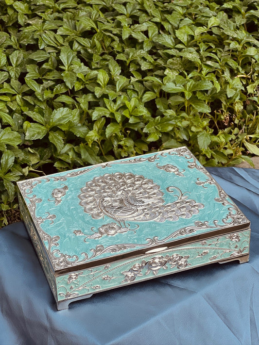 Premium Dry fruit cum Mukhwas Enamel Box-Blue