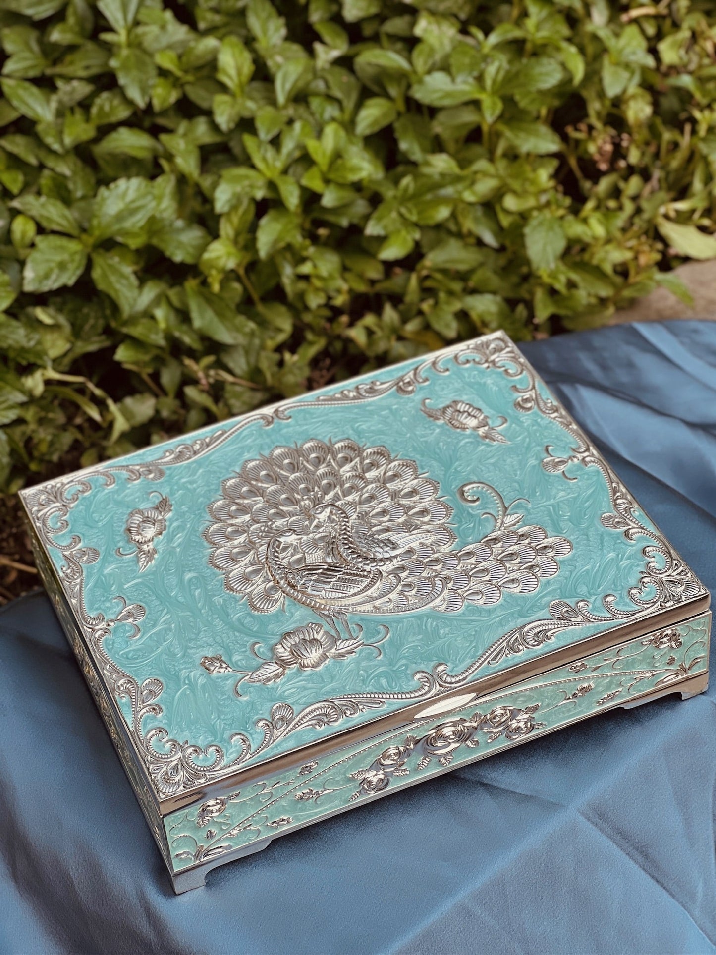 Premium Dry fruit cum Mukhwas Enamel Box-Blue