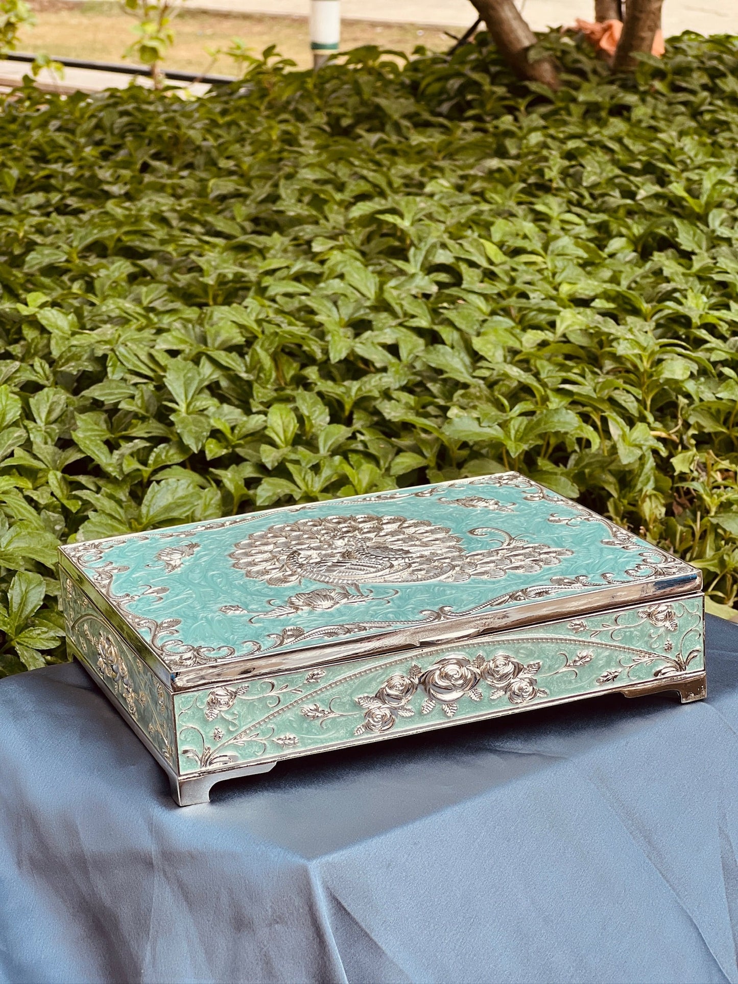 Premium Dry fruit cum Mukhwas Enamel Box-Blue