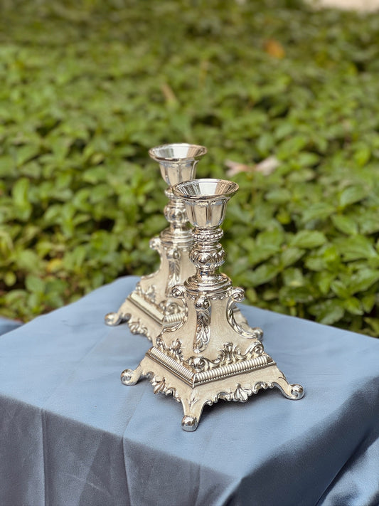 Luxurious Enamel set of Candle Stand-White