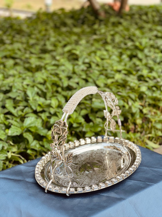 Rectangle Shape Fruit Tray, Handle Design Retro Style