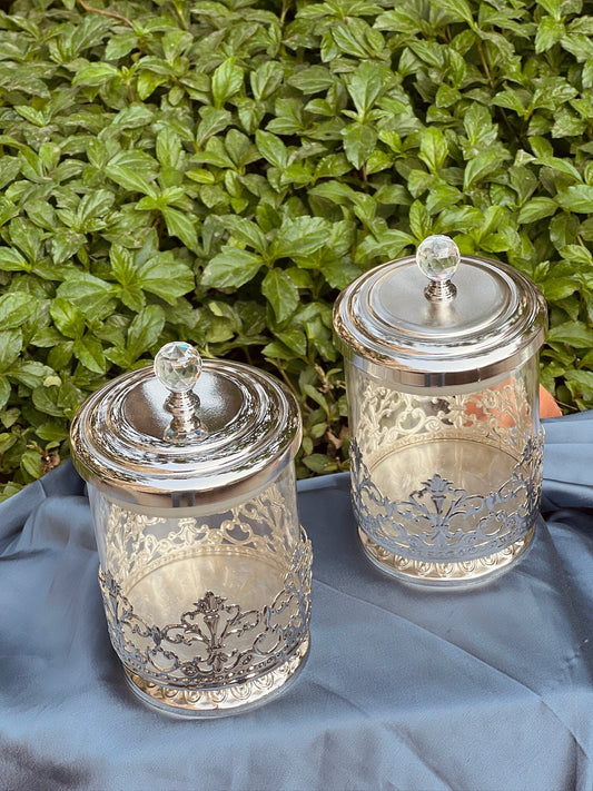 Silver Plated JaliStyle Air tight Dry Fruit Containers Set of Two-Big Size
