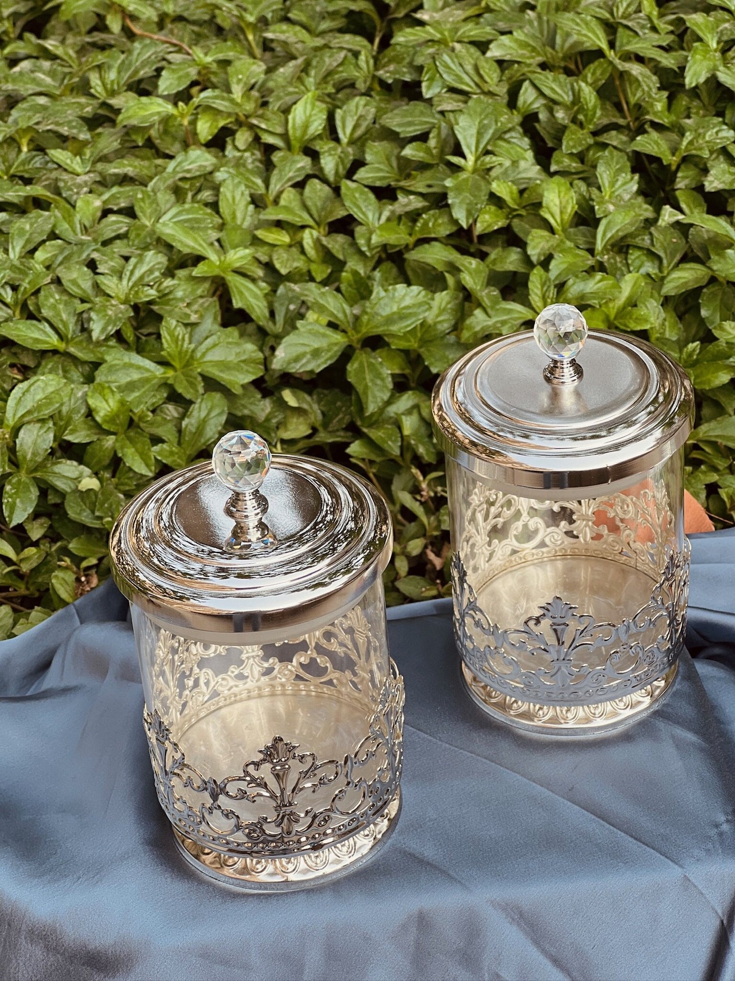 Silver Plated JaliStyle Air tight Dry Fruit Containers Set of Two-Big Size