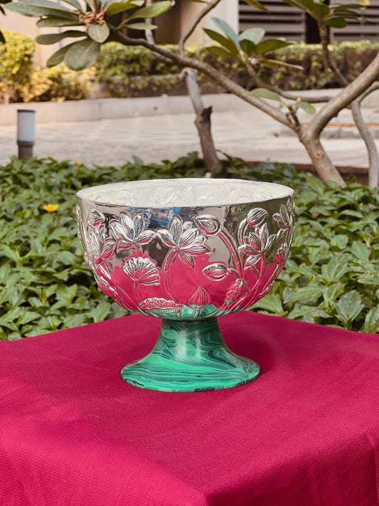 Luxurious SIlver Plated Stone Base Bowl