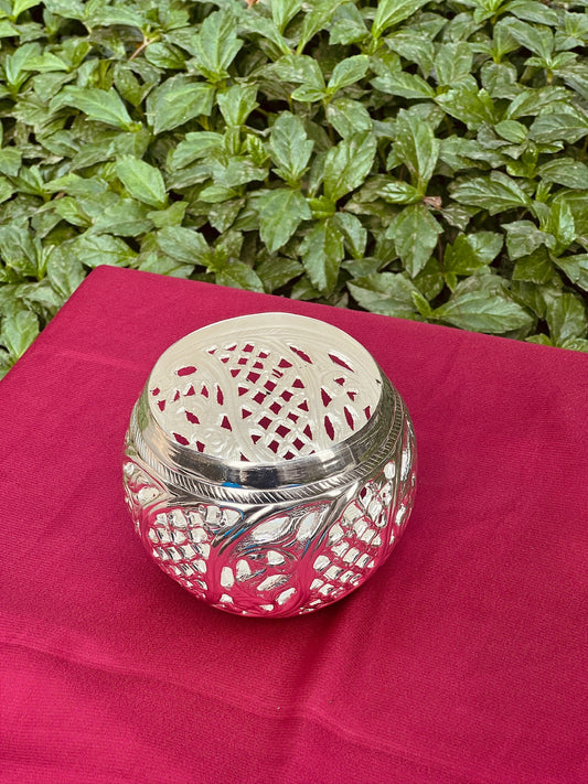 Silver Plated Jali Style Candle Stand
