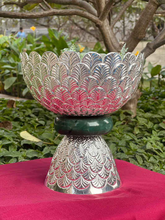 Long Style Stone Ring Silver Plated Bowl