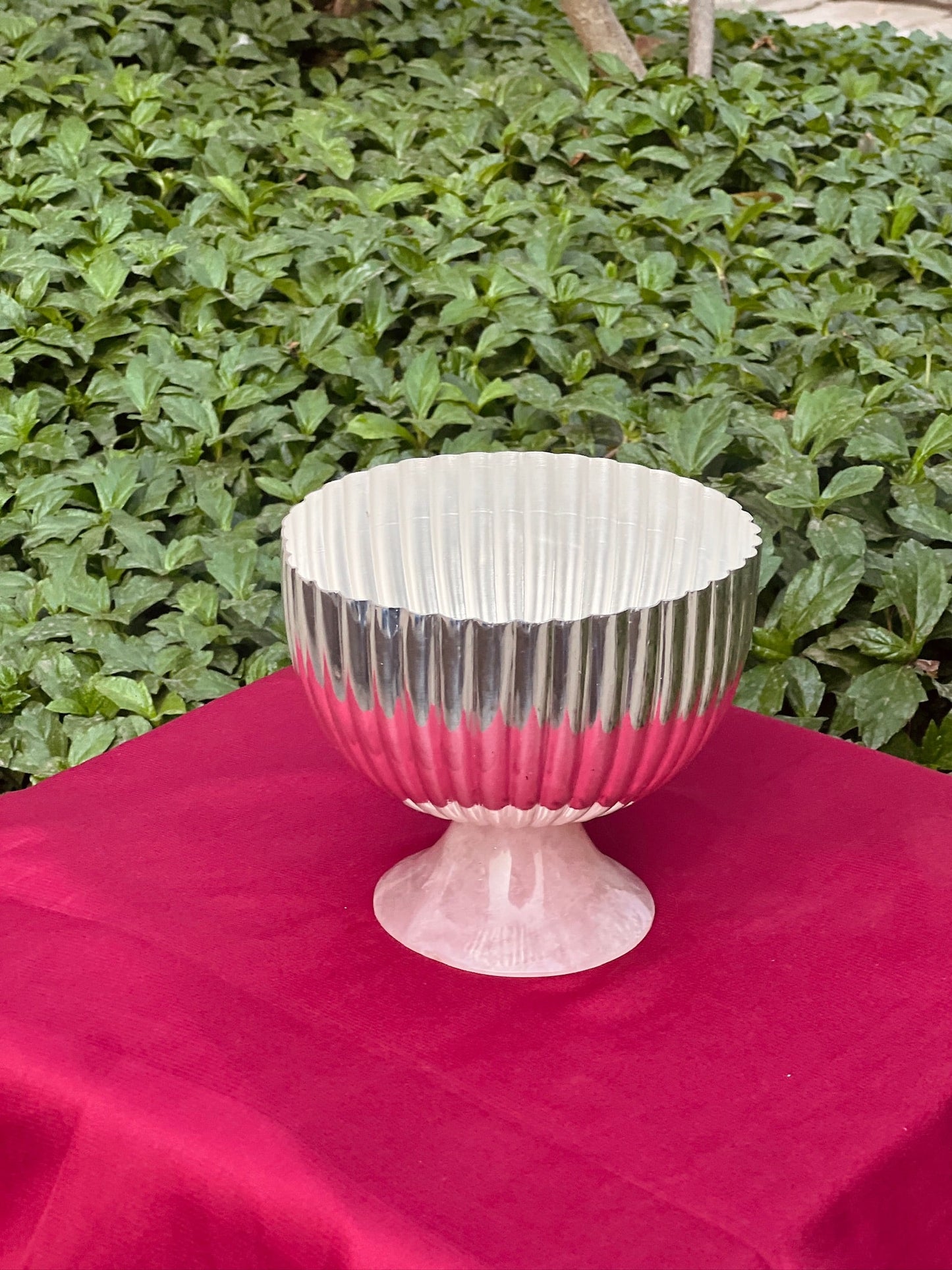 Luxurious SIlver Plated Rose Quarts Stone Base Bowl